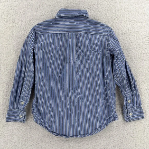 Ralph Lauren Shirt Boys 5 Blue Stripe Button Down Long Sleeve Dress Casual - Picture 2 of 8